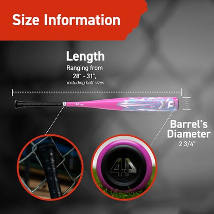 44 PRO Limited Edition XP USSSA 1.15 BPF Baseball Bat, Balanced Baseball Bat for Most Youth Baseball Leagues, Lightweight & Durable Standard Taper Handle, Drop -10, 2 3/4" Big Barrel Diameter