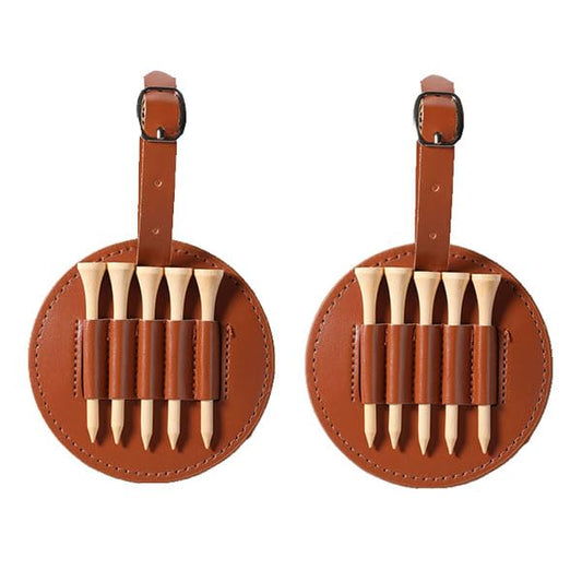 VOVCIG Golf Tee Holder with Wood Golf Tees, 2 Set Tee Holder, Leather Gift for Golfer Men & Women