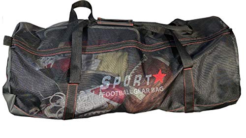 SportStar Football Equipment Gear Bag: Large Heavy Duty Mesh Travel Duffel Bag