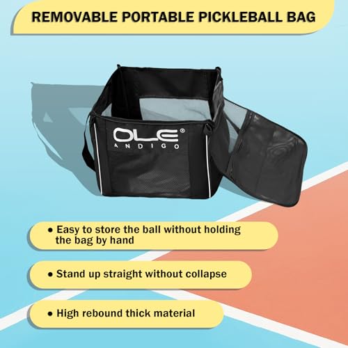 Pickleball Cart Portable Tennis Balls Hopper,Holds 180 Pickleballs or 210 Tennis Balls,Pickle Ball Equipment,Ball Caddy with Wheels for Pickleball Player Training