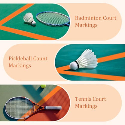 328FT Pickleball Court Marking Kit Orange Temporary Pickleball Court Lines Tape for Badminton, Tennis, Basketball, Pickleball Court Marking