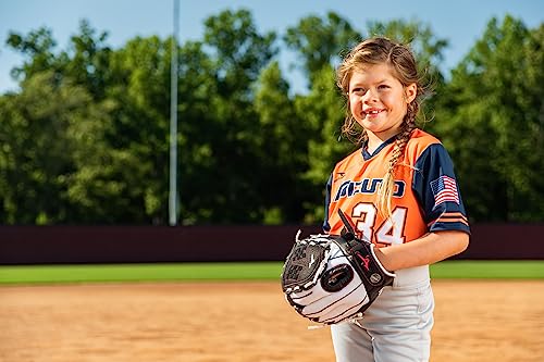 Mizuno Prospect Finch Youth - color: White/Black/Pink Trident Web, size: 10"|Ages 3-6