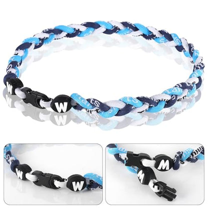 Willtok Premium 18inch Baseball Necklace w/Nylon Tri-Braided Rope Tornado Design - color: Navy Red White