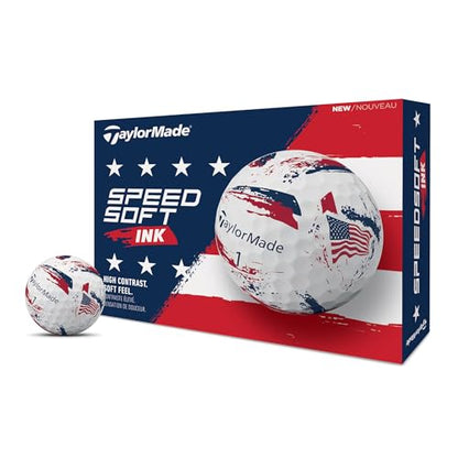 TaylorMade SpeedSoft Golf Balls, Maximum Distance with Ultra-Soft Feel, Perfect for Off The Tee and Around The Green - color: USA, style: 2025