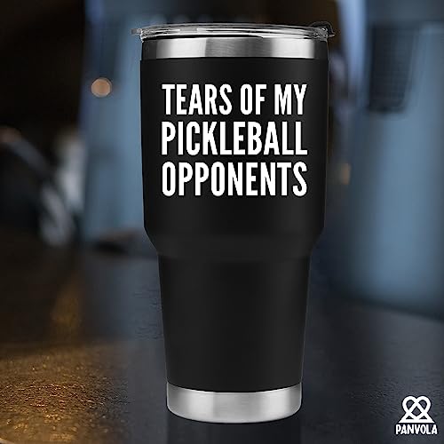 Panvola Tears of My Pickleball Opponents Tumbler Sports Player Coach Gifts Vacuum Insulated Stainless Steel Tumbler With Removable Lid And Straw (30 oz) - style: 30 oz