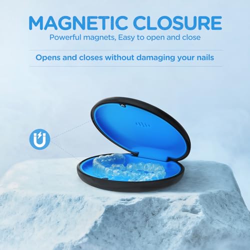 2 Pack Retainer Case Ultra-slim Aligner Case with Vent Holes Removable Inner Tray Silicone for Easy Cleaning (2Pack Black Blue) - color: 2Pack Black Blue