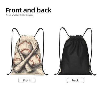 Drawstring Backpack Waterproof String Bag Hand Drawn Baseball Bats and Ball Cinch Bag Lightweight Sport Gym Sackpack Small - size: Small