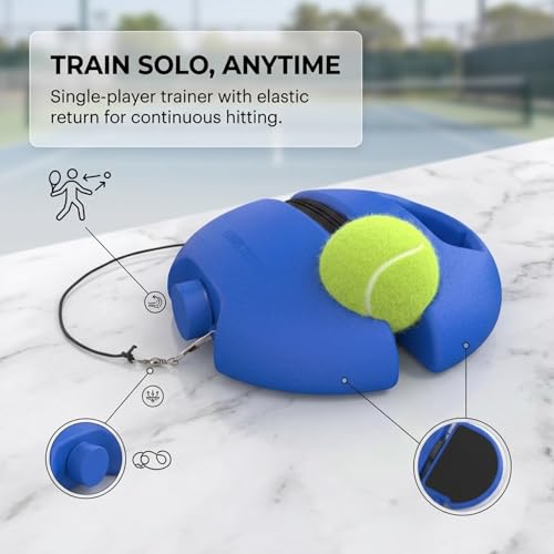 Tennis Trainer, Tennis Practice, Tennis Ball Practice, Tennis Ball on String for Practice, Self Tennis Practice, for Beginners - color: Blue