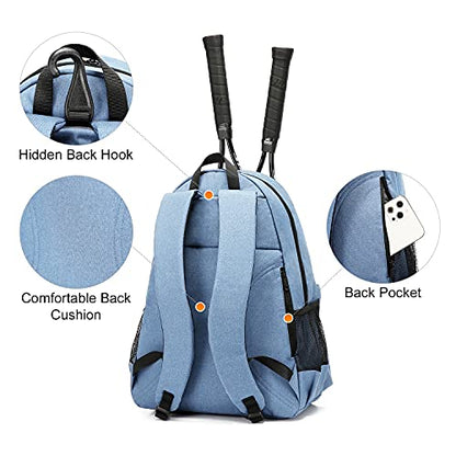 Tennis Bag Professional Tennis Backpack for Men and Women Racket Bags Holds 2 Rackets with Ventilated Shoe Compartment - color: Sky Blue