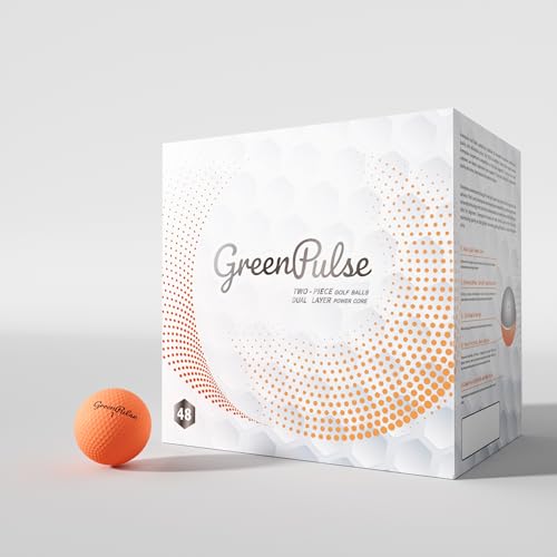 GREENPULSE Drive+ Distance Golf Balls – 2-Piece, Soft Feel with Low Spin Design for Maximum Distance - color: Orange, size: 48 Pack