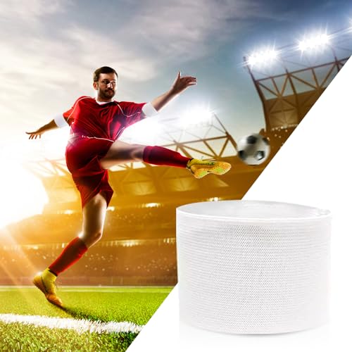 18 Pieces White Armbands Funeral Mourning Band,Kabcifea Full White Soccer Football Captains Armband,Elastic Adjustable Funeral Bands for Multipurpose Use,DIY,Sport Team Badges