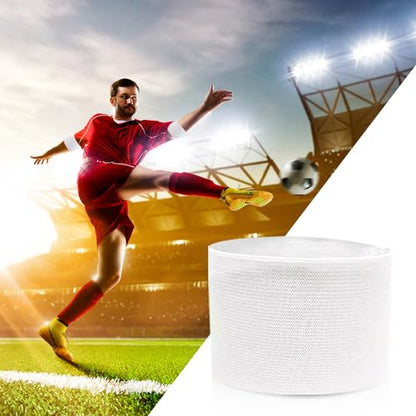 18 Pieces White Armbands Funeral Mourning Band,Kabcifea Full White Soccer Football Captains Armband,Elastic Adjustable Funeral Bands for Multipurpose Use,DIY,Sport Team Badges