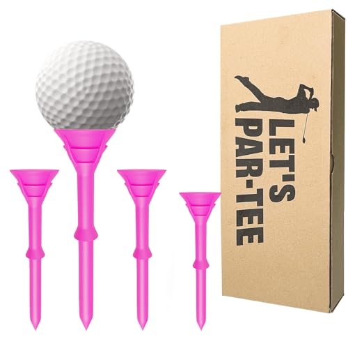 VEASAERS Golf Tees Bulk Unbreakable Pink 25 50 Pack with Gift Box, Plastic Golf Tees Reusable Anti-Slip Big Cup Golf Tee Hanger Reduce Friction for Golf Outdoor Training - style: 25 Pcs