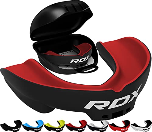 RDX Mouth Guard for Boxing MMA Kickboxing Muay Thai Judo Karate - Adult Gum Shield Mouthpiece Jaw Protector with Storage Case, Martial Arts Football Lacrosse Hockey Contact Sports - Above 12 Years Age - color: Red Black, size: Junior Below 12 Year