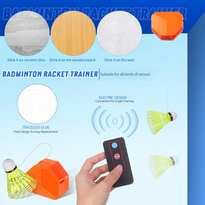 Badminton Trainer Self Practice Aid Elastic Rebound Device with Remote Control for Indoor and Outdoor Solo Training Set
