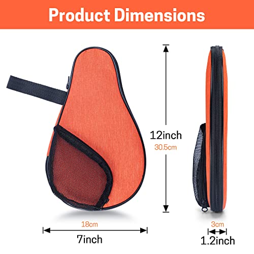 VISEMAN Table Tennis Racket Cover, Ping Pong Paddle Case, Portable Waterproof Table Tennis Bat Bag to Hold 2 Paddles 5 Balls - color: Orange