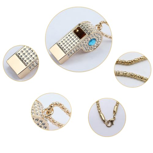 Whistle,Rhinestone Sports Whistle with Keychain for Coach/Referee/Training/Lifeguard/Teachers(Gold)