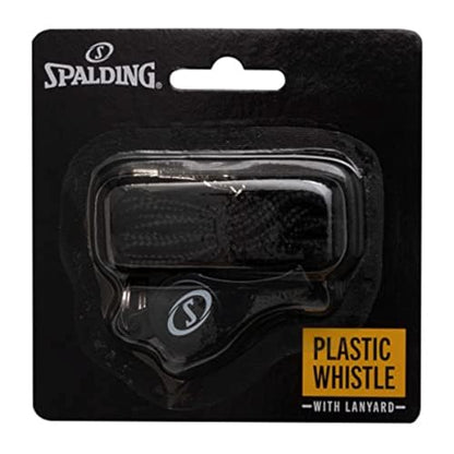 Spalding Sports Whistle with Lanyard | Ideal for Coaches, Referees & Officials | Available in Plastic or Metal - color: Plastic - 1 Pack - Black