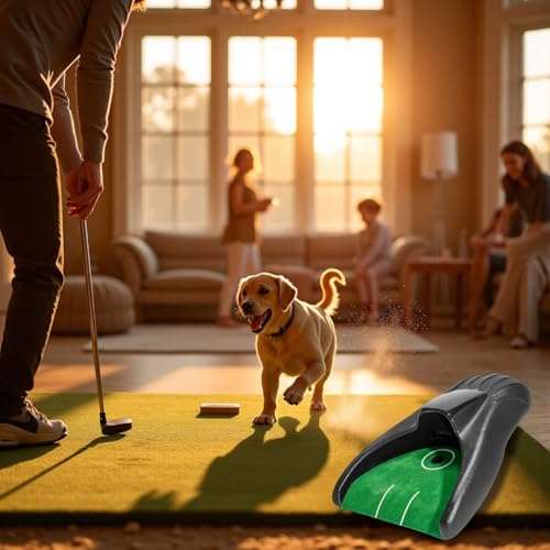 Golf Putting Return Machine - Green with Ball Kick Back Mat, Battery-Powered Return, Practice at Home, Office, Parties