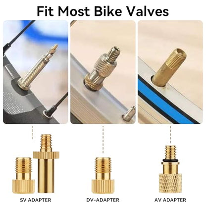 DDJ Bicycle Presta Schrader Valve Adapter, Brass DV AV SV Converter, Air Chuck Quick Connect, Inflation Needle, Air Pump Needle Set Suitable for All Bicycles, Sports Balls and Inflatable Equipment - size: 21-Piece