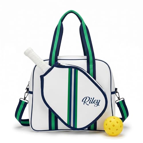 Personalized Pickleball Bag for Women, Custom Pickle ball Tote Bag with Paddle Holder, Large Spacious Shoulder Bag, Add Name Logo Monogram or Design, Pickleball Gifts for Players