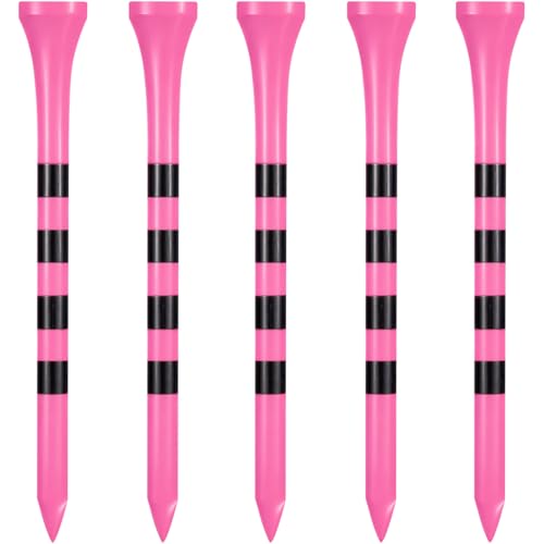 Wooden Golf Tees 3-1/4", 2-3/4", 2-1/8", 1-1/2" Available, 100 Count (Natural Color, White, Black, Blue, Red, Green, Yellow, Pink, Orange) - color: Pink, size: 3 1/4 Inch