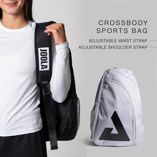 JOOLA Everyday Sling Bag - Lightweight Pickleball Backpack Holds 2 Paddles - Crossbody Bag with Bottle Pocket & Carabiner - color: Gravity Gray