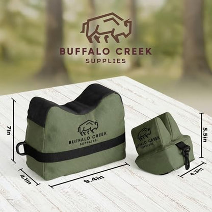 Buffalo Creek Supplies All Weather Durable Front and Rear Shooting Rest Bags, Rifle Rest Sand Bag for Bench Rest Shooting, Hunting, Target & Competitive Sports Shooting-Unfilled
