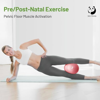 Slim Panda 9 Inch Pilates Ball - Anti-Burst Mini Yoga Ball with Needle Valve Pump - Small Exercise Core Ball for Barre, Stability & Physical Therapy