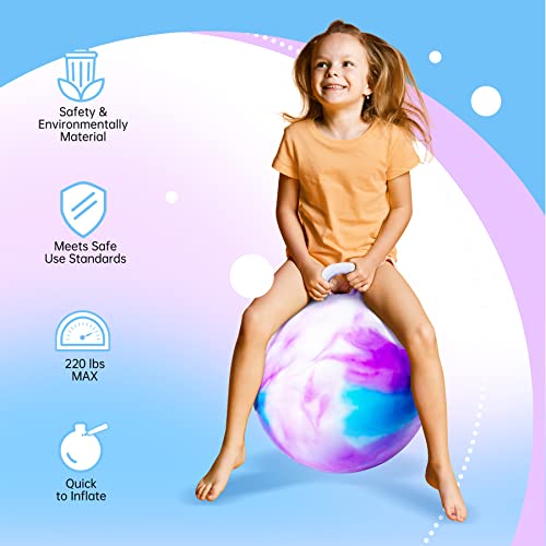 ZOOJOY Hopper Ball 2 Pack, 18 in Bouncy Ball with Handle for Kids, Clouds Girls Toys for Indoor Active Play Toys, Girls Boys Hopping Birthday Gifts for 3 4 5 6 7 8 Yr Old