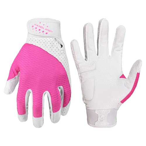 HANDLANDY Baseball Batting Gloves for Adult Youth, Grip Breathable Softball Batting Gloves Fit Men Kids Boys Girls - color: Pink-Kids, size: Kids X-Small
