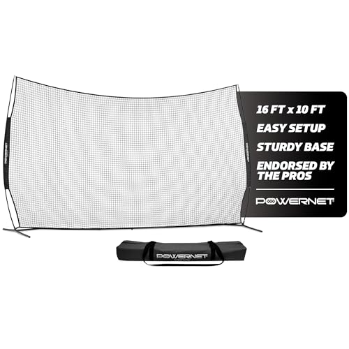 PowerNet Portable Sports Rebounder -Basketball, Volleyball, Soccer, Baseball, Softball and Lacrosse, Backyard & Garage Backstop, Indoor Outdoor Safety Net for Protection - style: 16x10 BLACK Net