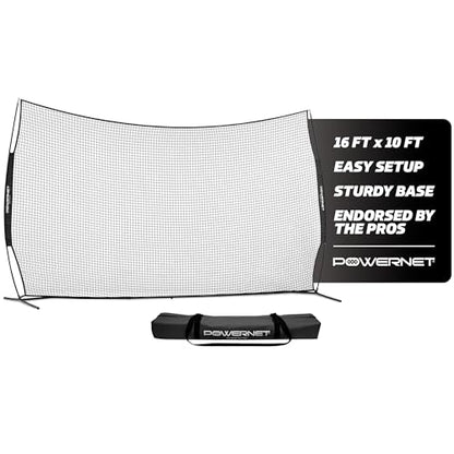 PowerNet Portable Sports Rebounder -Basketball, Volleyball, Soccer, Baseball, Softball and Lacrosse, Backyard & Garage Backstop, Indoor Outdoor Safety Net for Protection - style: 16x10 BLACK Net