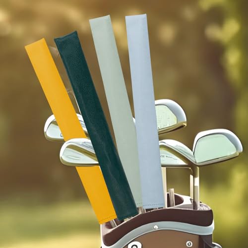 Golf Alignment Stick Cover Premium Leather Perfect Cover for Alignment Sticks Classic Blank Direction Rod Design Alignment Sticks Holder Golf Club Protector Holds 2 Sticks. - color: Grey Green