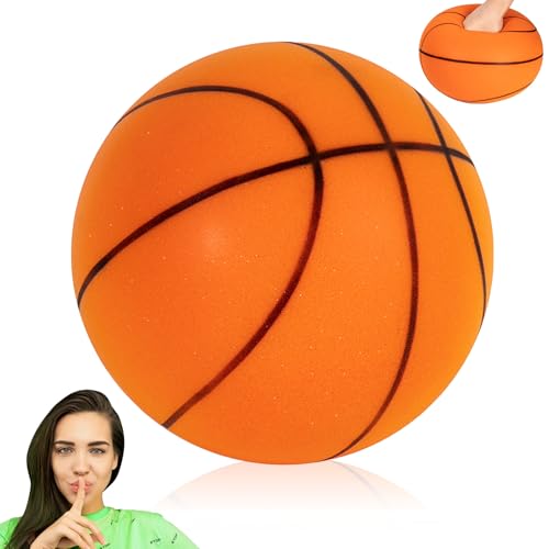 Silent Basketball for Indoor Use - Quiet Training Foam Ball, Size 7 (24cm), Noiseless Bouncing, Soft Grip - Ideal for Indoor Drills and Activities