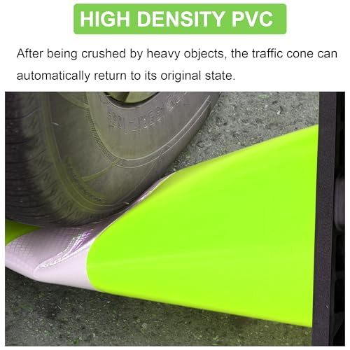 OrangeStar 8 Pack 18" Green Traffic Safety Cones, PVC Parking Cone Construction Cones w/Reflective Collar, Heavy Duty Base for Driving Practice, Parking Lots and Roadwork
