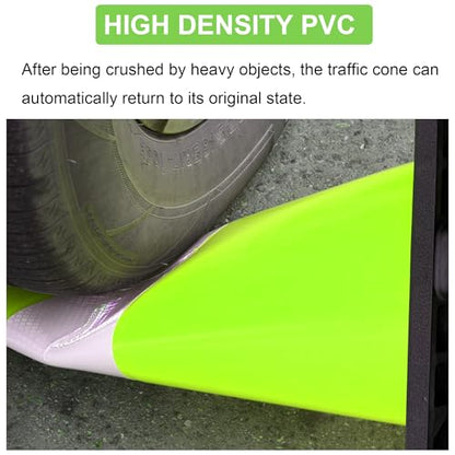 OrangeStar 8 Pack 18" Green Traffic Safety Cones, PVC Parking Cone Construction Cones w/Reflective Collar, Heavy Duty Base for Driving Practice, Parking Lots and Roadwork