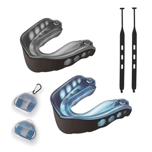 2 Pack Youth Football Mouth Guard with Strap and Case, Adults Sports Mouthguard Mouth Pieces for Football, Boxing, Basketball, Rugby, Hockey, Lacrosse, MMA, Wrestling, Soccer (Youth) - size: Youth
