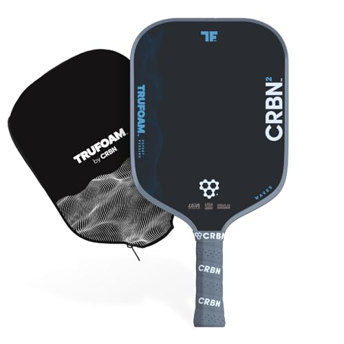 CRBN Pickleball - TruFoam Waves Paddle - Carbon Fiber Pickleball Paddle - 100% Foam Core Designed for Maximum Power, 14mm - color: CRBN 2 - Square