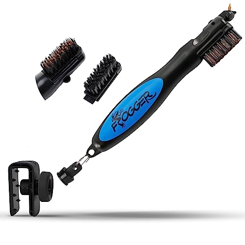 Frogger BrushPro Latch-It Golf Club Cleaner, Ergonomic Grip and Latch-it Magnet - Professional Golf Club Brush and Groove Cleaner for Golfers - color: Blue