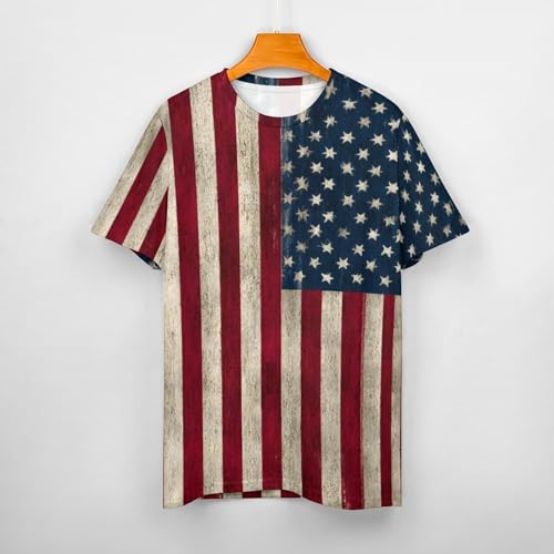 Men's American Flag T Shirt Short Sleeve Patriotic Tops Crewneck Muscle Tee 4th of July Golf Tops Summer USA Tee - color: American Flag 1, size: Large