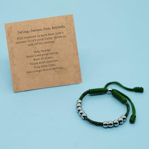 Golf Score Counter Bracelet, 10 Stainless Steel Beads, 2mm Cord Adjustable Golf Stroke Tracking Baseball Swimming Sport Golf Gift for Men and Women - style: Military Reflective