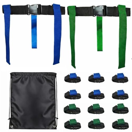 HE Adult Flag Football Belts 40″ Adjustable, Extra-Wide 2″ Heavy-Duty Polypro – American Made Lifetime Waranty Several Colors - color: Blue/Green
