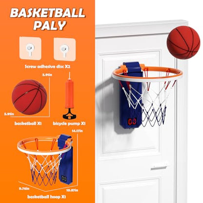 Kids Basketball Hoop Indoor with Lights & Sounds, Electronic Scoring, Easy Storage,Toys for Boys Girls, Birthday Gift Ages 3+