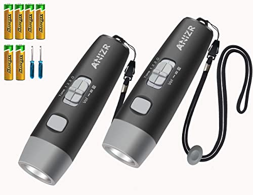 ANIZR Electronic Whistles with Lanyard,Adjustable 3 Tone & 3 High Volume Hand Emergency Whistle Basketball Referee Whistle for Coach,Teacher,Police,Outdoor Camping Boating Hiking(with Battery) - color: Black-2pcs