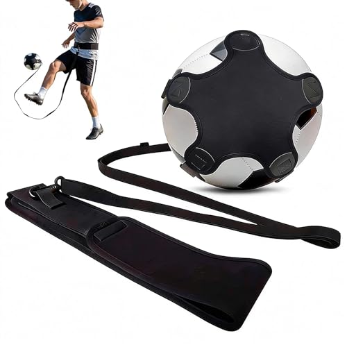 Soccer Training Equipment, Solo Soccer Kick Trainer with Reinforced Connection Points, Anti-Snap Practice Aid with Adjustable Waist Belt, Fits Ball Size 3 4 5, Multi-Sport Trainer for Soccerball