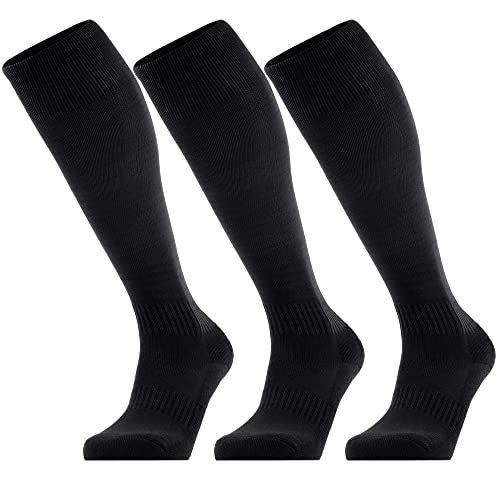 GRAPMKTG 3 Pack Softball Soccer Socks Baseball Football Socks for Youth Men and Women - color: Black, size: Medium