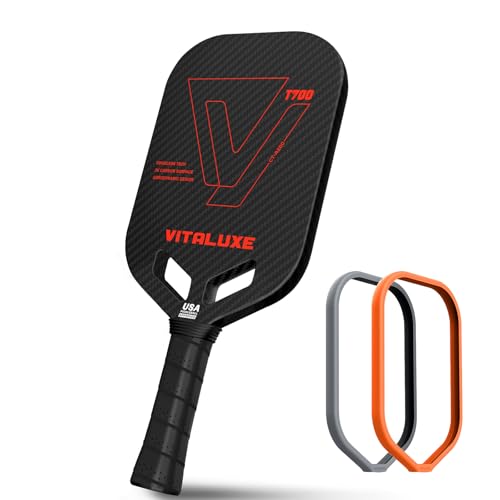 T700 Raw Carbon Fiber Pickleball Paddle, Edgeless 3K Textured Carbon Friction Surface, Thermoformed Raquette Pickleball with Aerodynamic Design used for tournament, Power & Control & Spin Max - color: Red