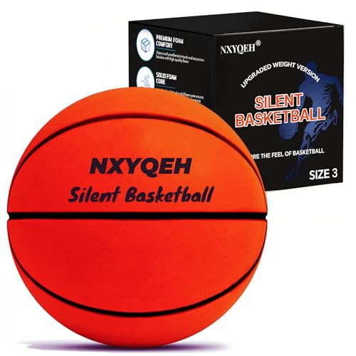 Silent Basketball Size 7 and Size 3 - Non-derforming Package, New Upgraded Weight 600g Grooved Airless Indoor Basketball, Silent Training Ball High Bounce for Quiet Dribbling and Indoor Training - color: Orange-Size3
