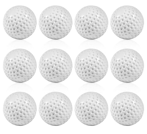 12 Pack Yellow Dimpled Practice Baseballs - 9-Inch Pitching Machine Balls for Baseball Training, Hitting & Fielding Practice, Hand-Eye Coordination Development